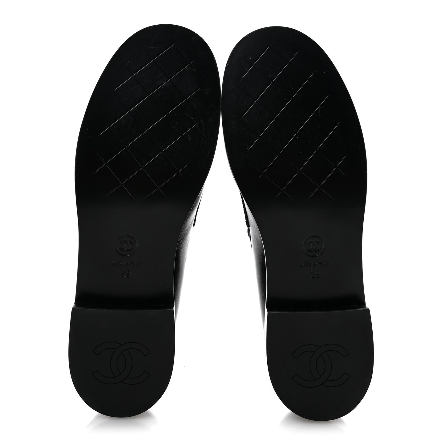 Shiny Calfskin CC Mocassin Loafers 39 Black