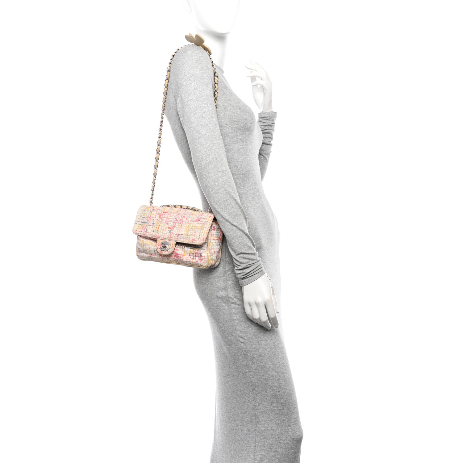 Chanel Canvas Watercolor Tweed Print Clover Small Flap Multicolor 2 of 10