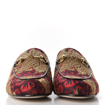 Gucci Jacquard Malaga Kid Wood Flower Womens Princetown Slippers 35 Black Camel 2 of 8