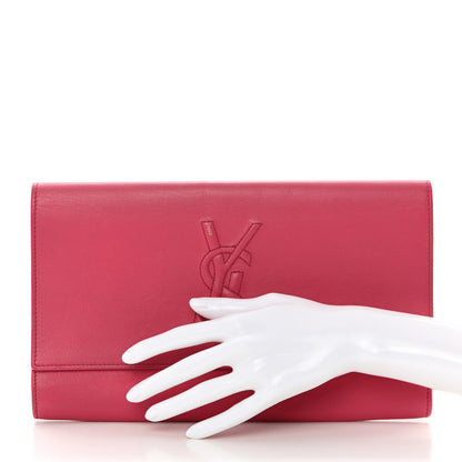 Saint Laurent Goatskin Monogram Large Belle De Jour Clutch Lipstick Fuchsia 2 of 12