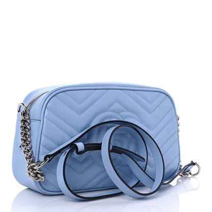 Gucci Calfskin Matelasse Small GG Marmont Chain Shoulder Bag Porcelain Light Blue 3 of 12