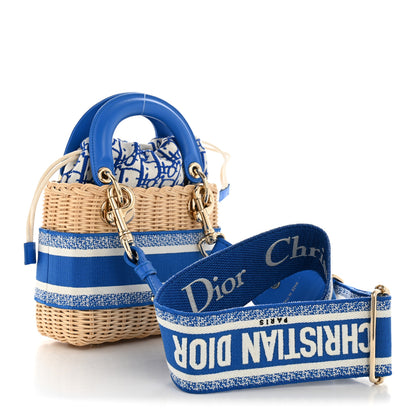 Christian Dior Wicker Oblique Mini Lady Dior Bag Florescent Blue 3 of 13