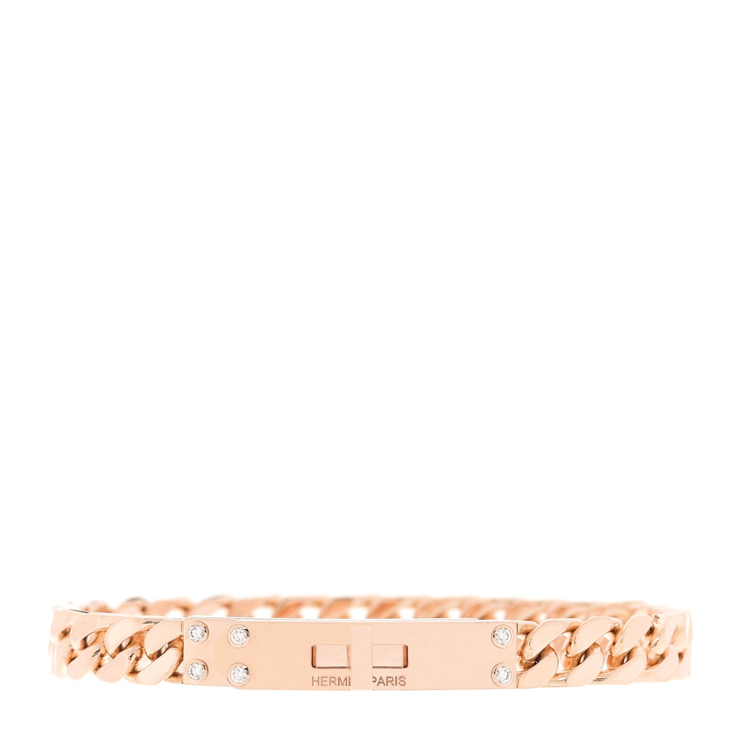 Hermes 18K Rose Gold Diamond PM Kelly Chaine Bracelet ST 1 of 4