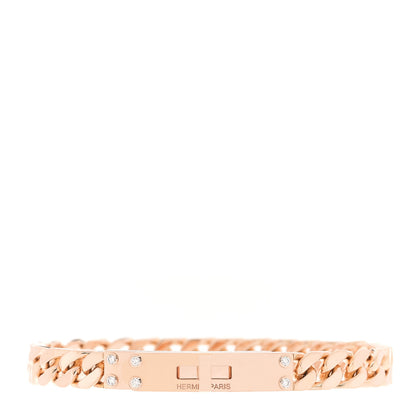 Hermes 18K Rose Gold Diamond PM Kelly Chaine Bracelet ST 1 of 4