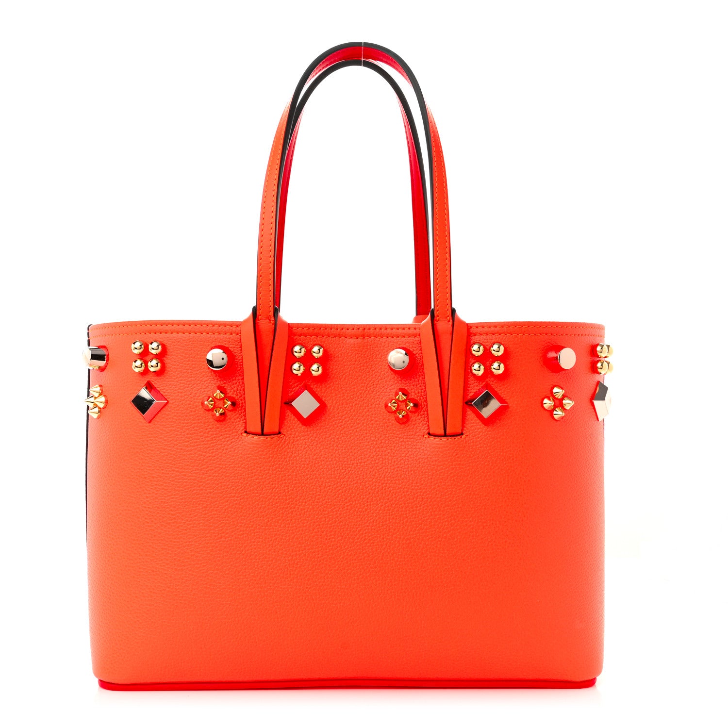 Christian Louboutin Calfskin Empire Spike Studded East West Cabata Tote Sunrise Multicolor 3 of 11