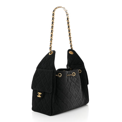 Chanel Washed Denim Quilted Small Chanel 25 Handbag Black 3 of 10