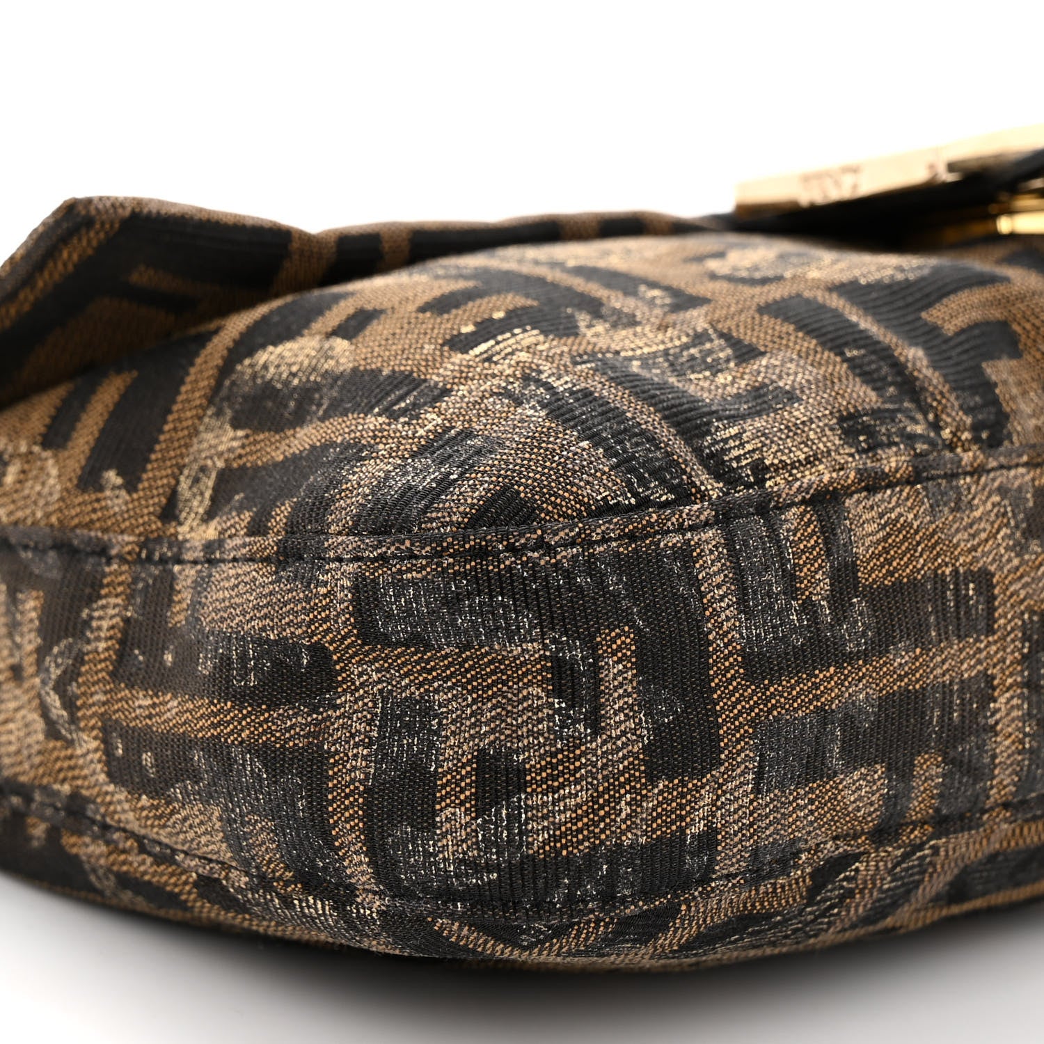 Fendi Zucca Lizard Floral Print Baguette Tobacco 7 of 8