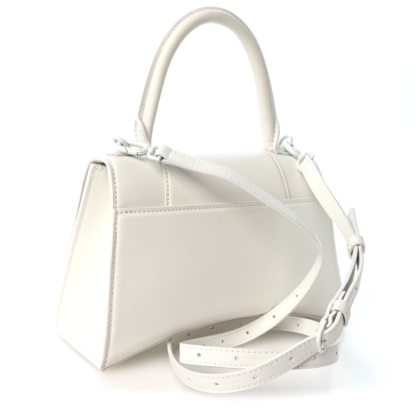 Matte Gummy Calfskin Small Hourglass Top Handle Bag Optic White