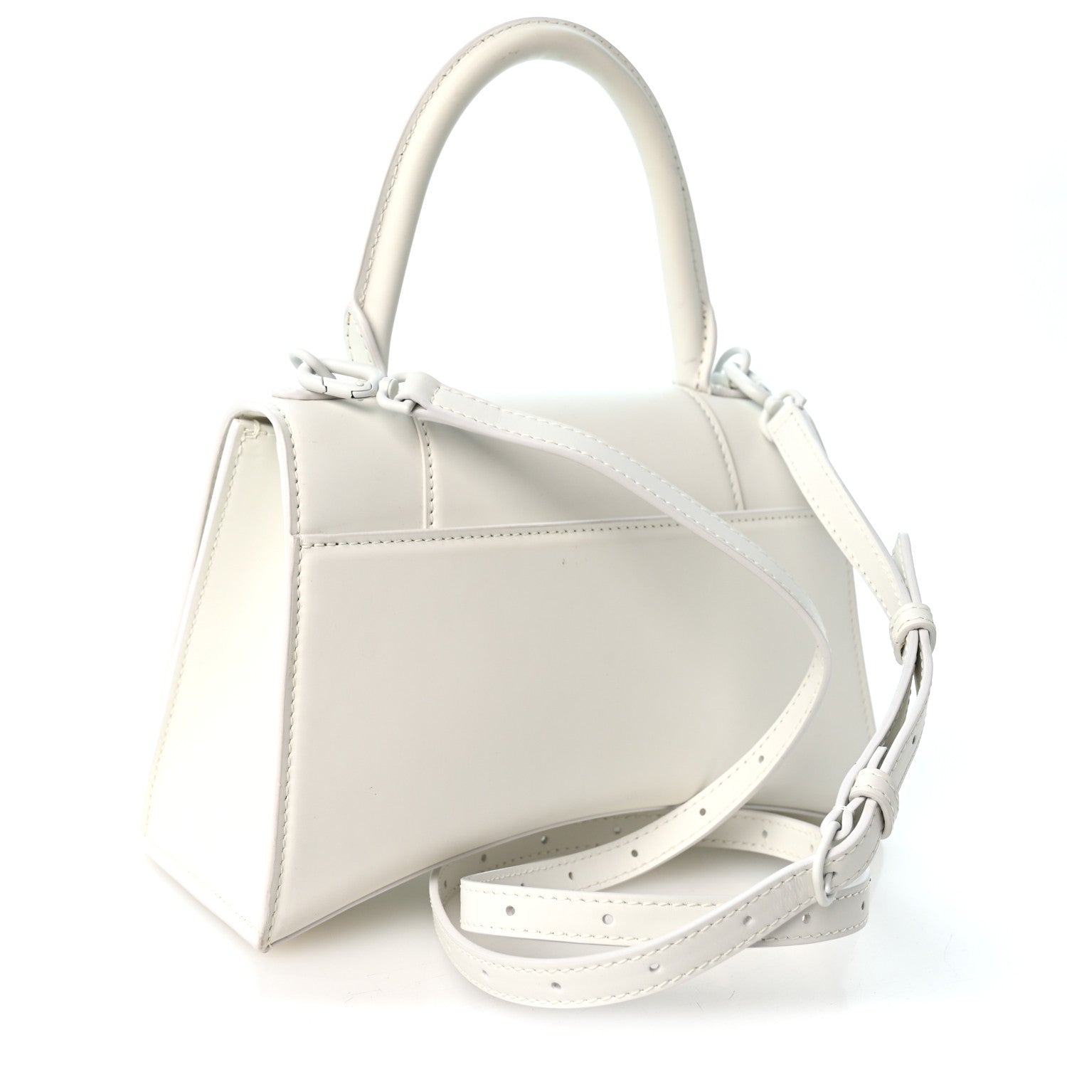 Balenciaga Matte Gummy Calfskin Small Hourglass Top Handle Bag Optic White 3 of 9