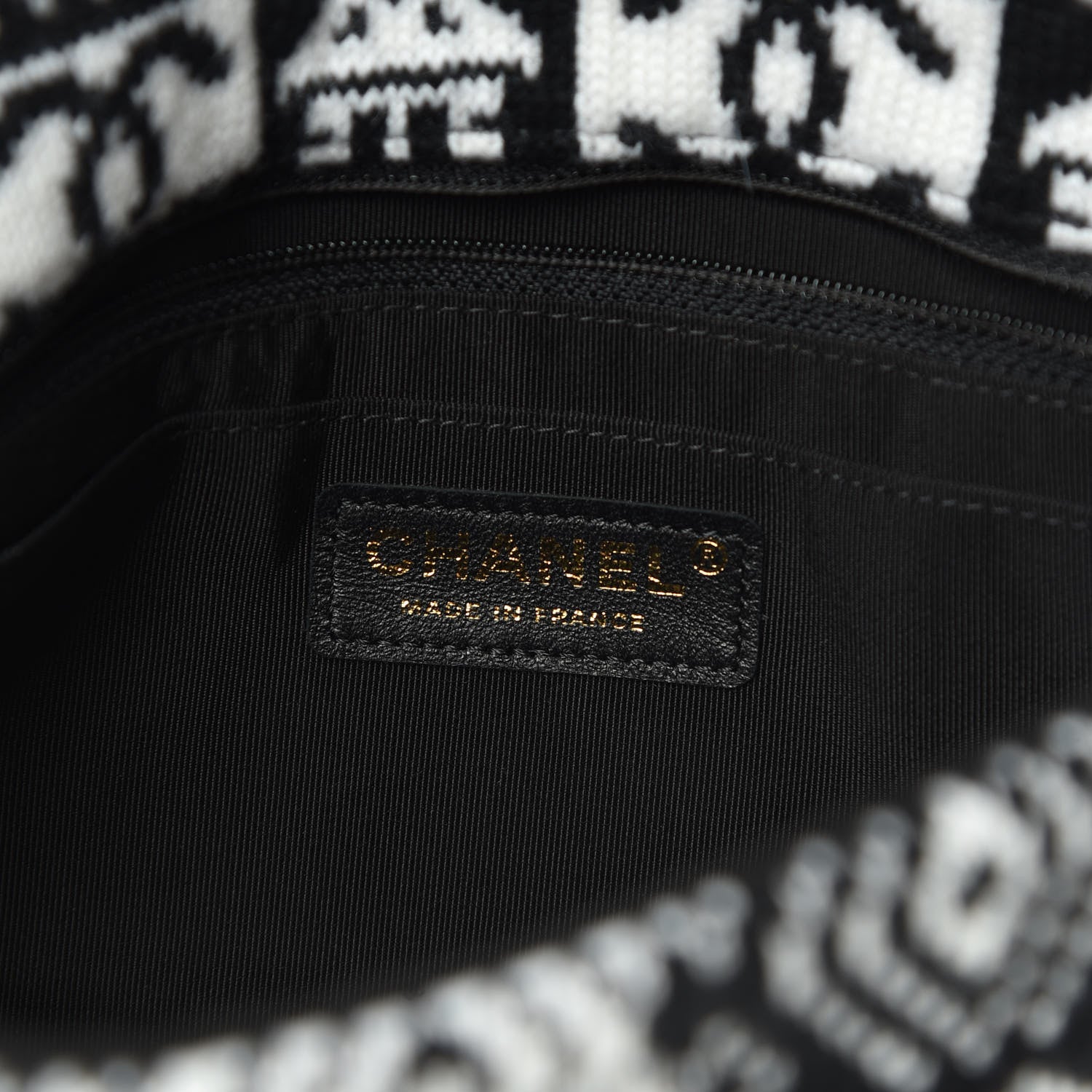 Chanel Cashmere Knit Coco Neige Flap Black White 6 of 10
