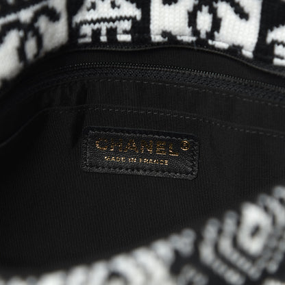 Chanel Cashmere Knit Coco Neige Flap Black White 6 of 10