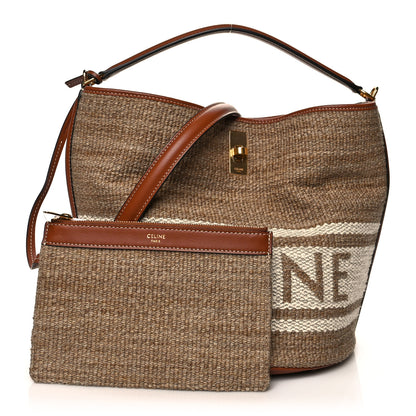 Celine Canvas Smooth Calfskin Logo Bucket 16 Bag Beige Tan 2 of 10