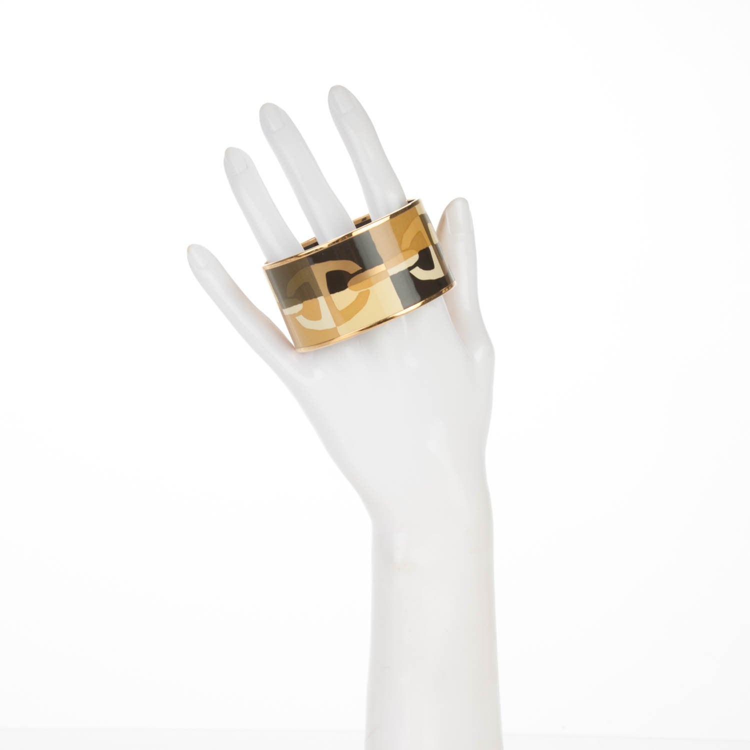 Hermes Enamel Printed Optique Chaine D'Ancre Extra Wide Bracelet 65 3 of 6