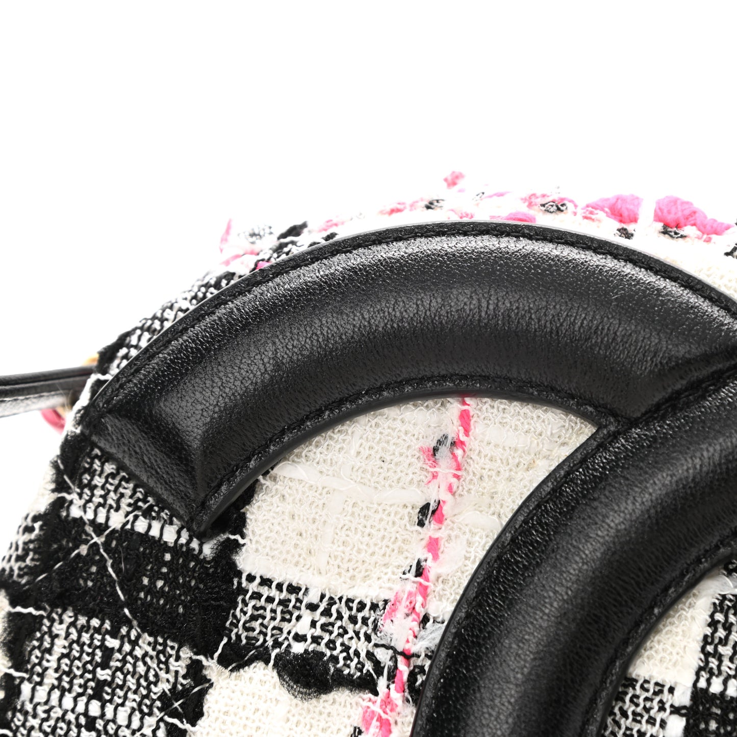 Tweed Lambskin Quilted Coco Midnight Camera Case White Black Multicolor
