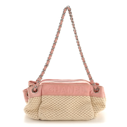 Chanel Canvas Woven Lambskin Lax Accordion Hobo Pink 1 of 13