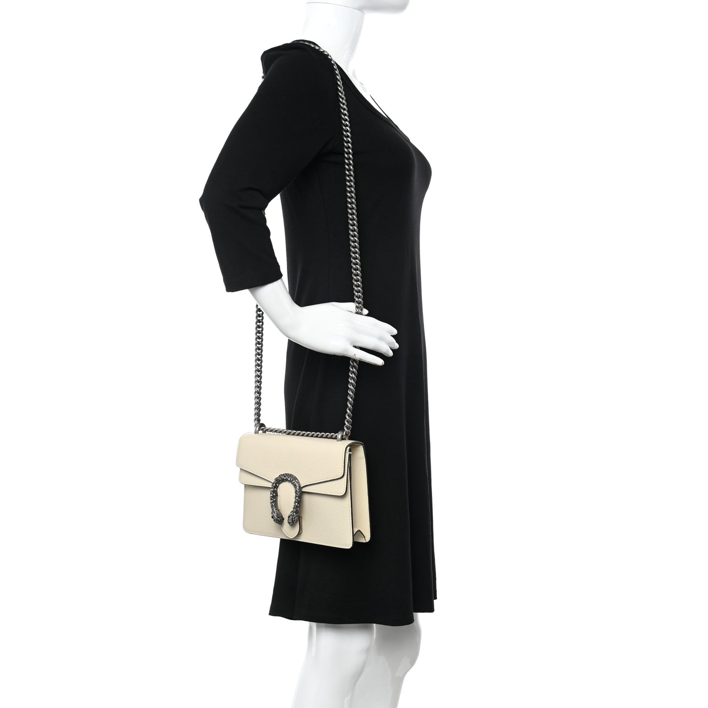 Textured Calfskin Crystal Mini Dionysus Shoulder Bag Mystic White