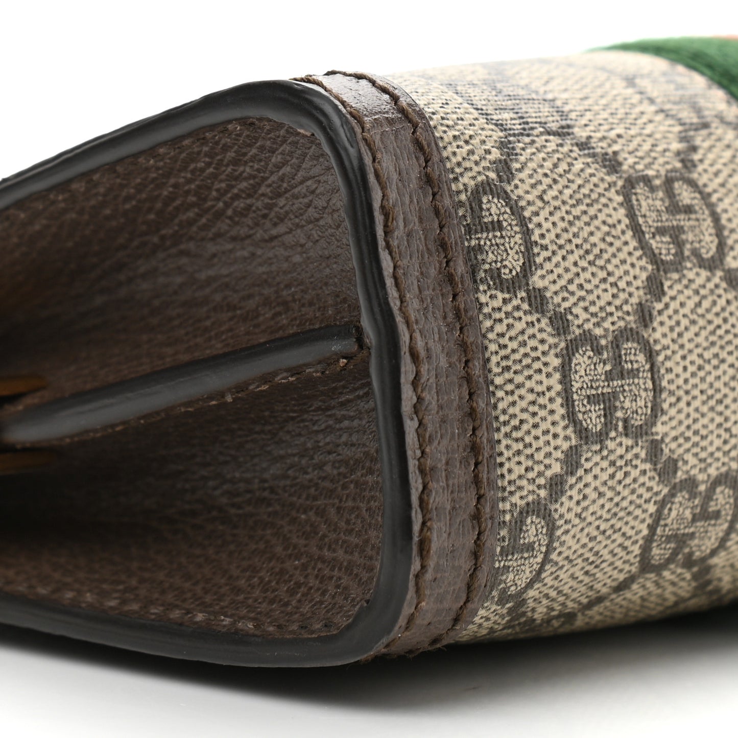 GG Supreme Monogram Textured Dollar Calfskin Web Mini Ophidia Chain Shoulder Bag Beige Ebony New Acero