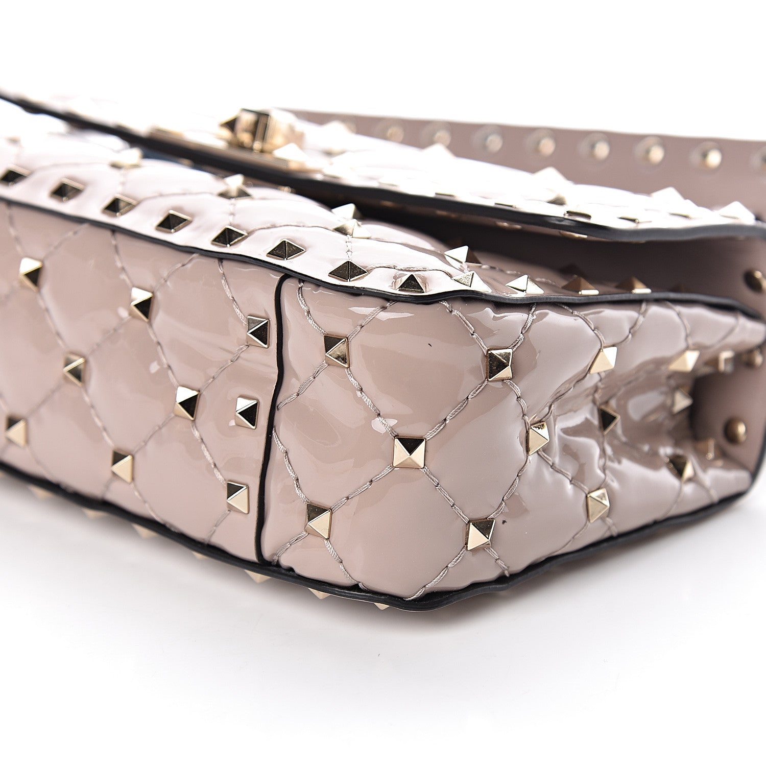 Valentino Garavani Patent Small Rockstud Spike Shoulder Bag Poudre 10 of 10