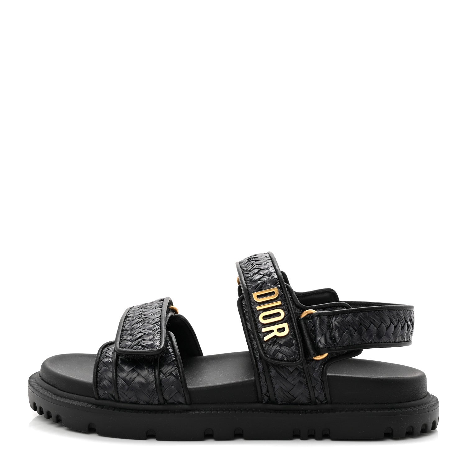 Christian Dior Woven Raffia Jute Dioract 10mm Sandals 38 Black 1 of 9