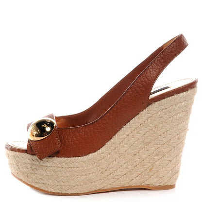 Louis Vuitton Grained Calfskin Santal Sandals Cognac 38 1 of 5