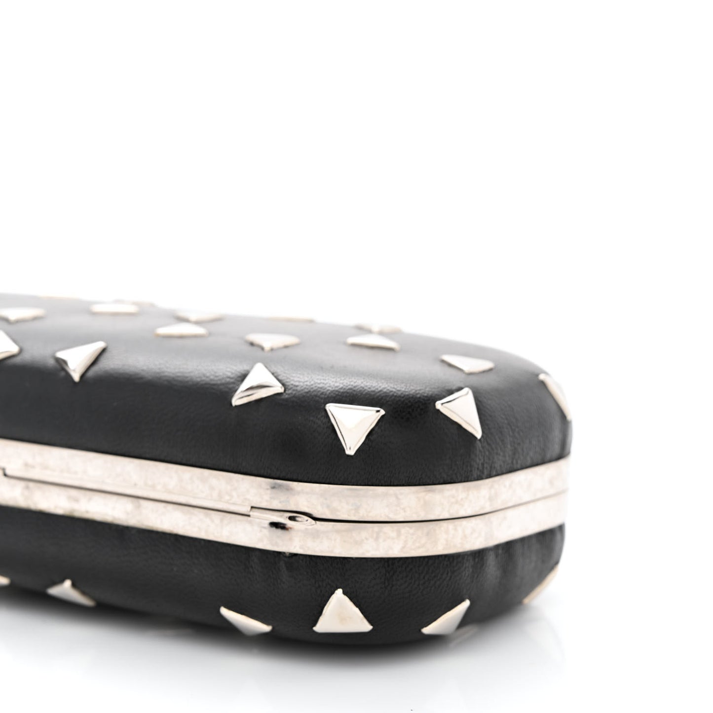 Nappa Triangle Studded Knucklebox Clutch Black