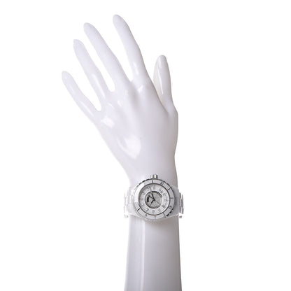 Chanel Stainless Steel Ceramic Diamond 38mm J12 Automatic Watch White 2 of 7