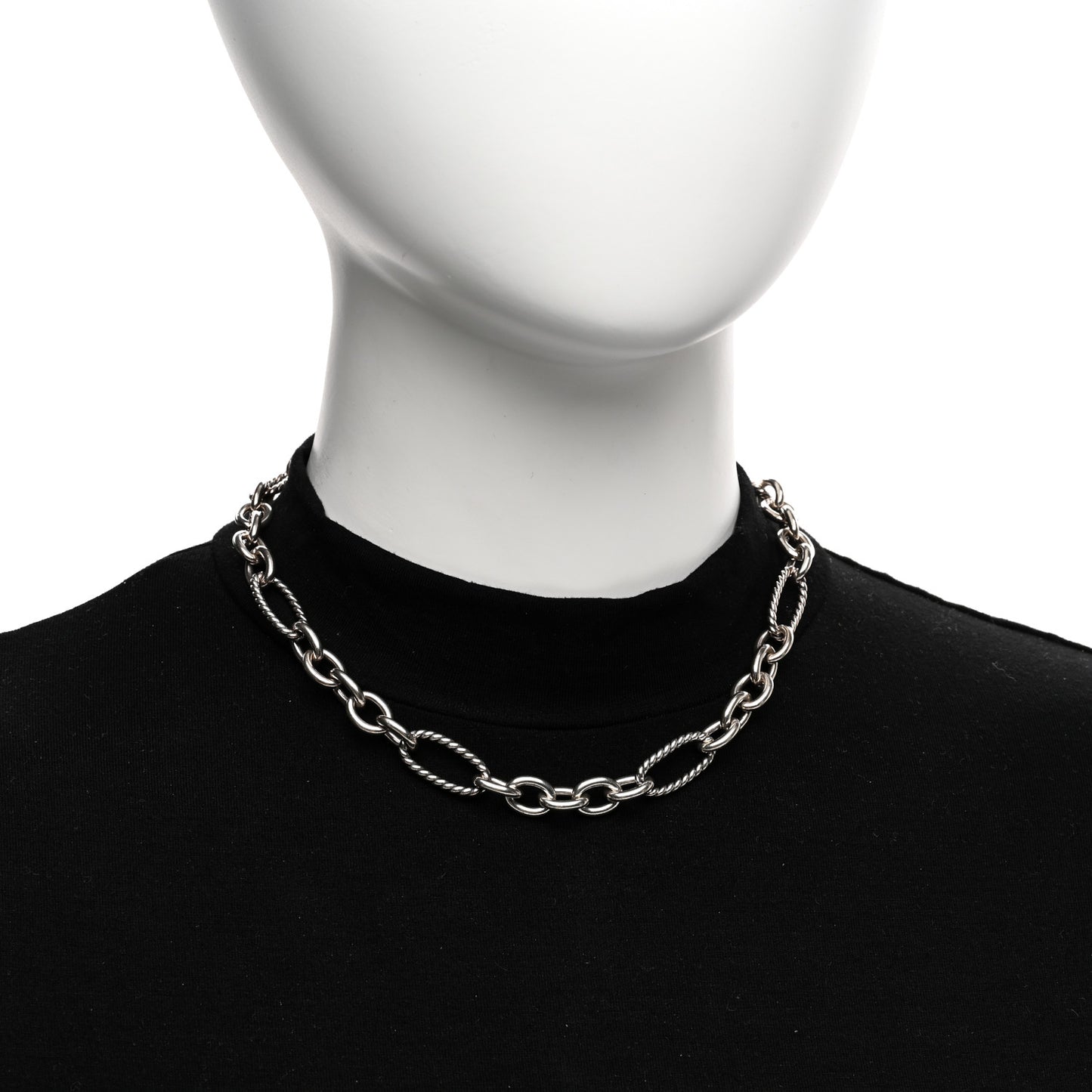DAVID YURMAN Sterling Silver 18K Yellow Gold Link Figaro Link Toggle Necklace