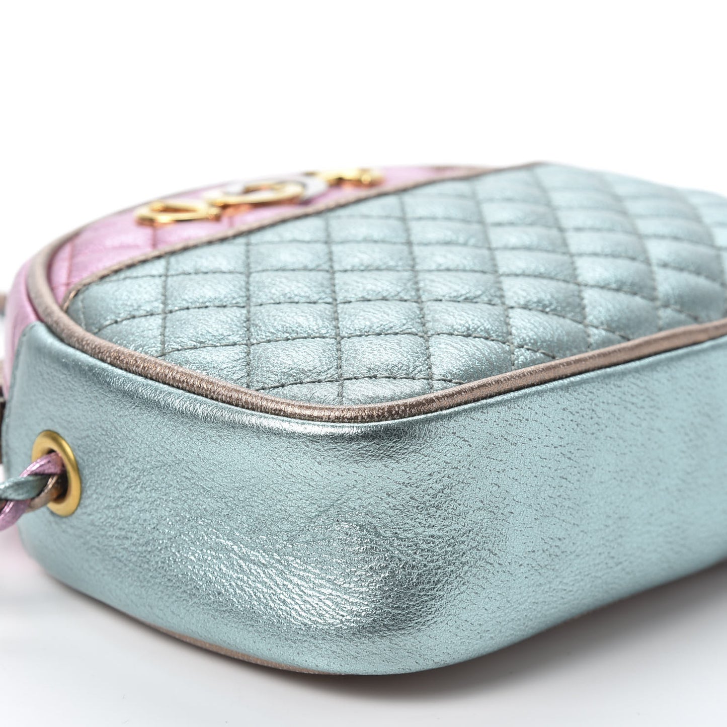 Laminated Nappa Trapuntata Mini Zumi Dome Shoulder Bag Rosa Lago Rame