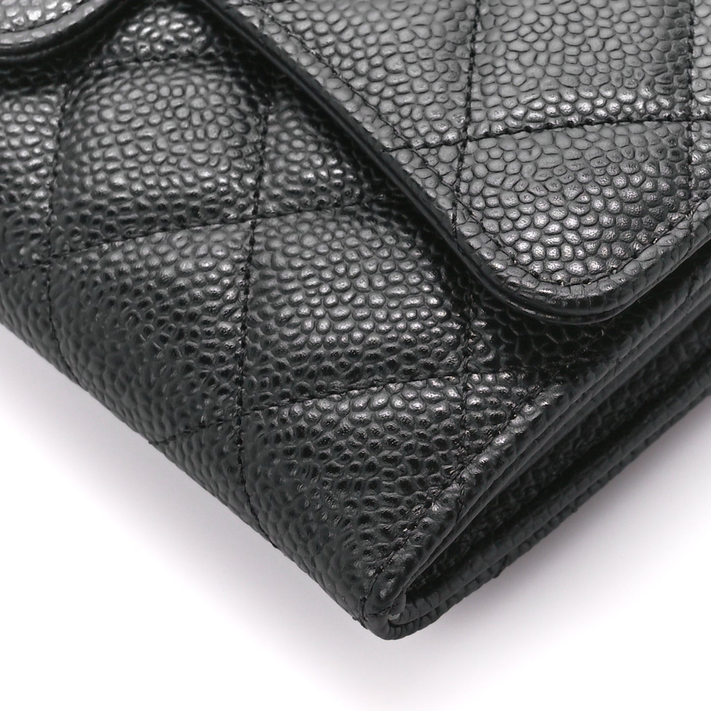 Caviar Quilted Large Gusset Flap Wallet Black
