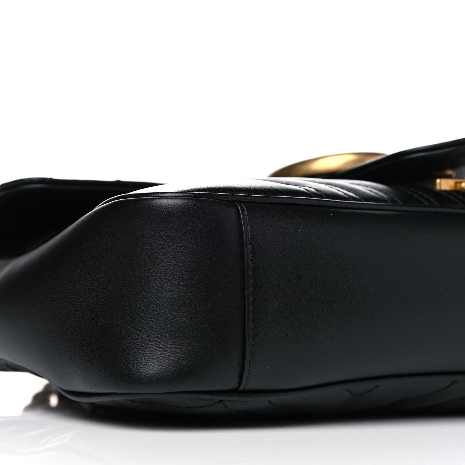Gucci Calfskin Matelasse Medium GG Marmont Shoulder Bag Black 9 of 10