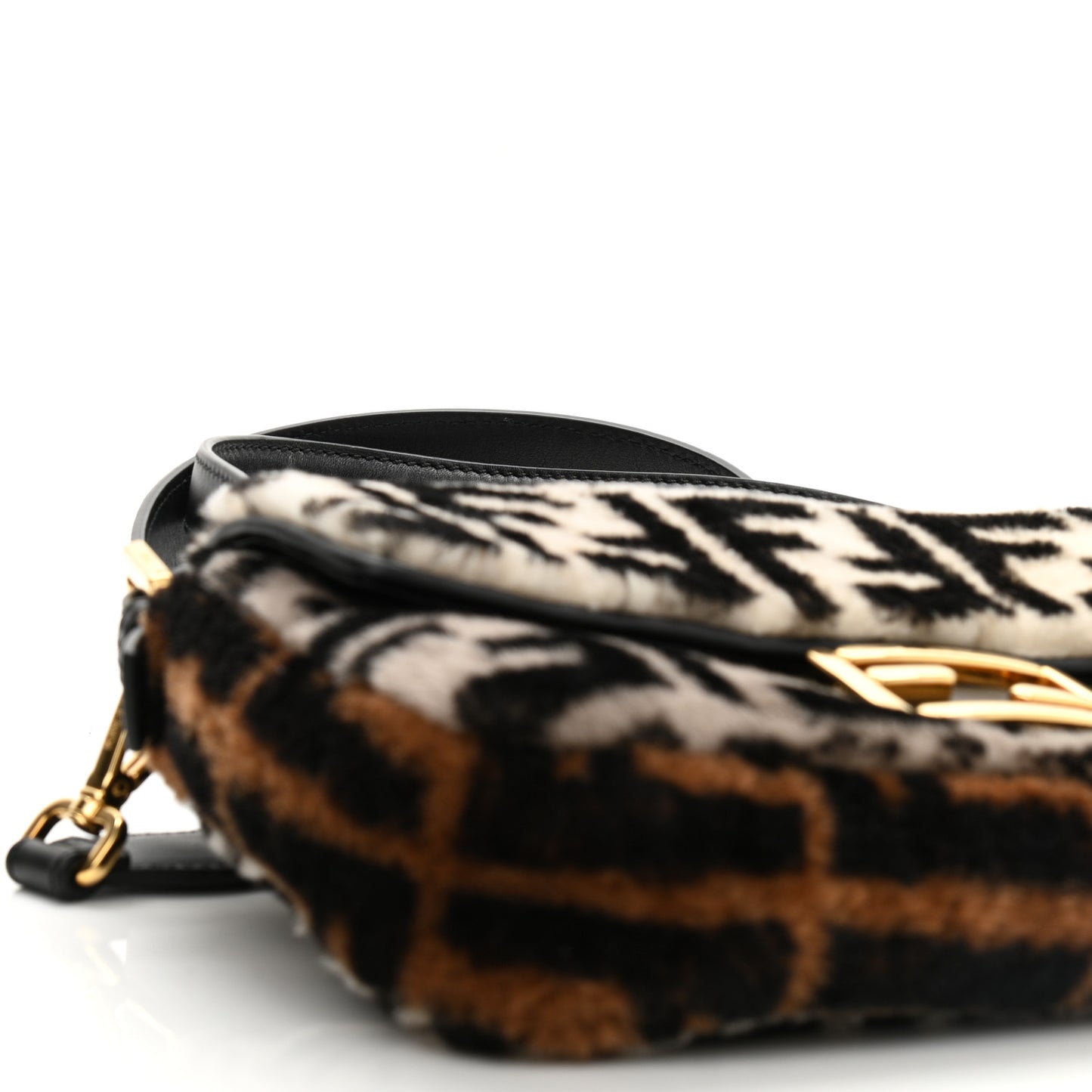 Shearling Vitello Dolce Macro FF 1974 Baguette White Ice Tortora Tobacco