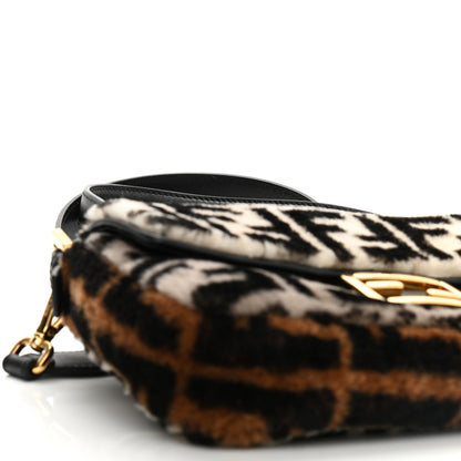 Fendi Shearling Vitello Dolce Macro FF 1974 Baguette White Ice Tortora Tobacco 10 of 11