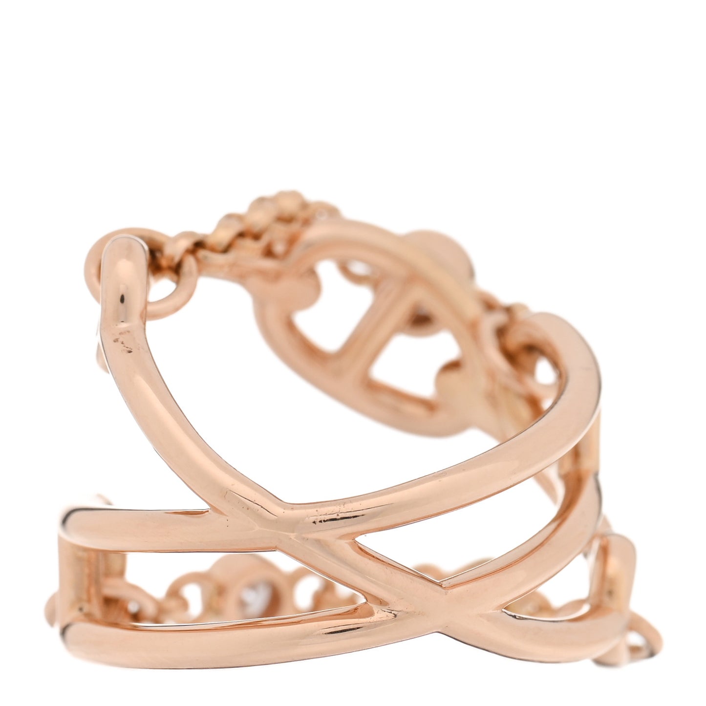 18K Rose Gold Diamond MM Chaine d'Ancre Chaos Ring 46 3.75