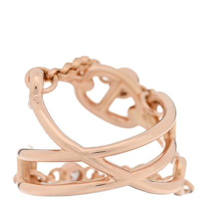 Hermes 18K Rose Gold Diamond MM Chaine d'Ancre Chaos Ring 46 3.75 3 of 4