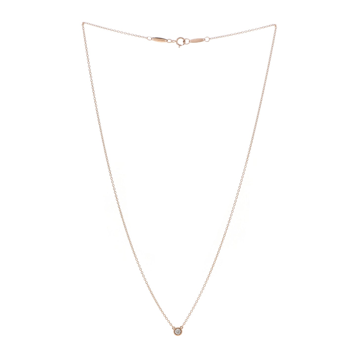 18K Rose Gold Diamond .03ct Elsa Peretti Diamonds by the Yard Pendant Necklace
