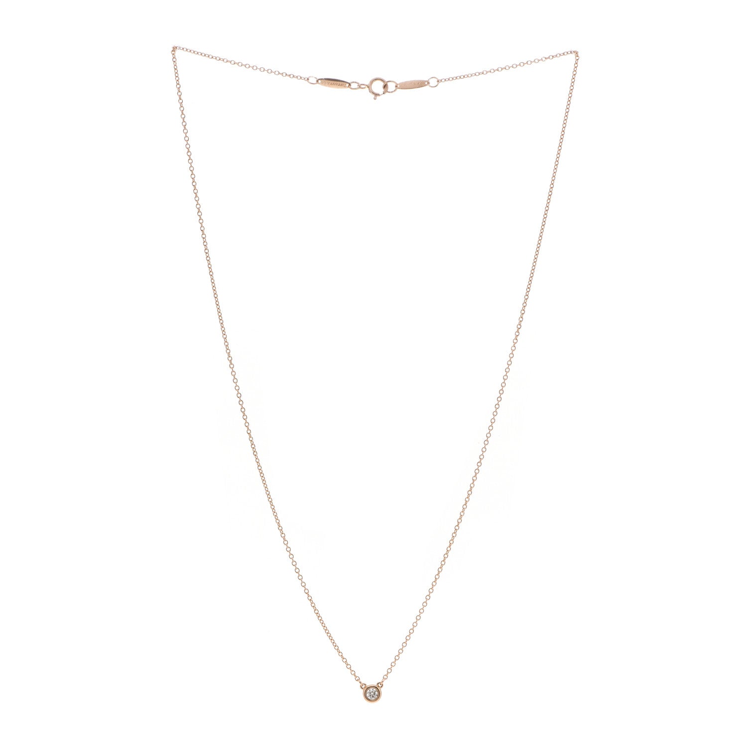Tiffany 18K Rose Gold Diamond .03ct Elsa Peretti Diamonds by the Yard Pendant Necklace 3 of 7