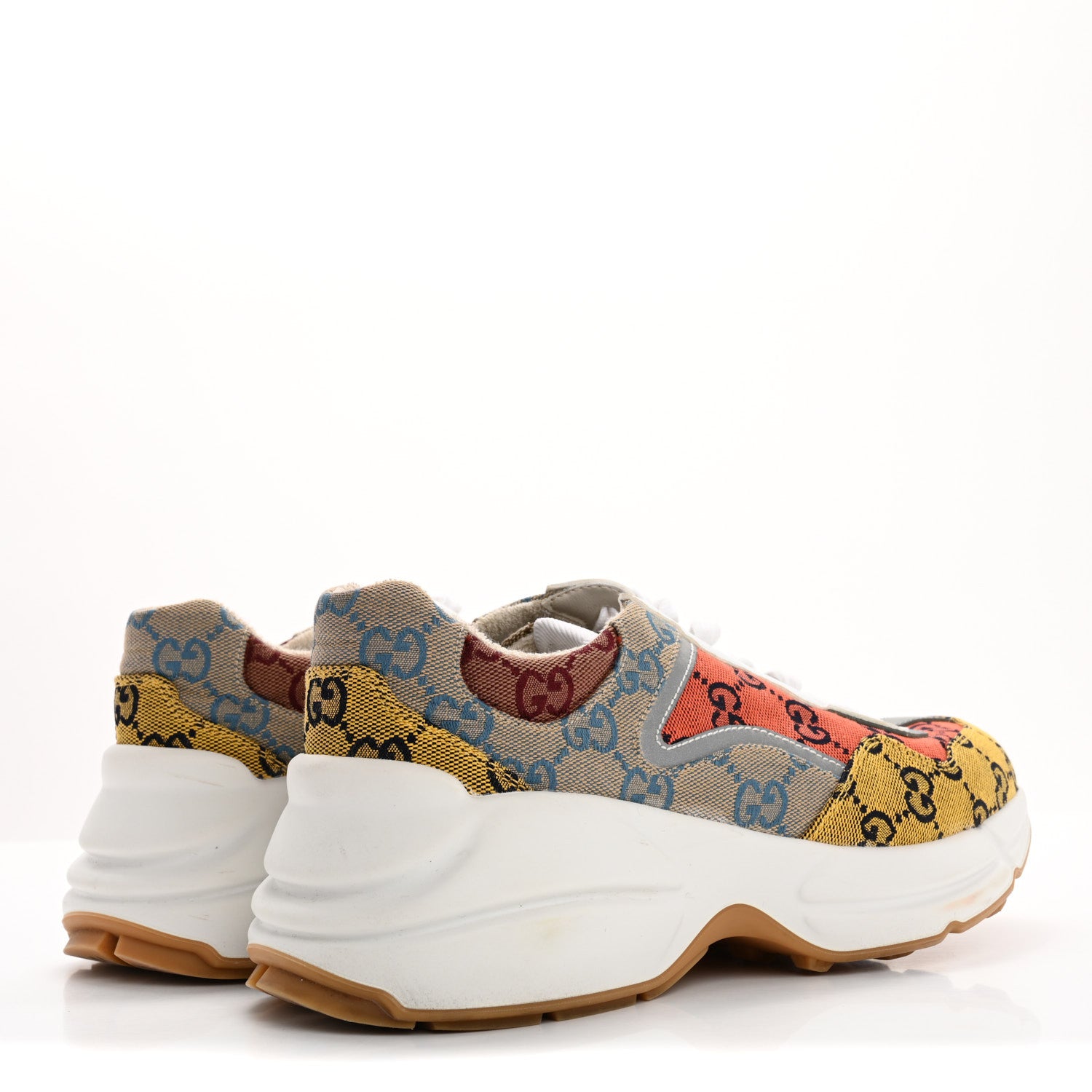 Gucci Monogram Multicolor Demetra Womens Rhyton Sneakers 39.5 Yellow Blue Great White Tabasco 5 of 16