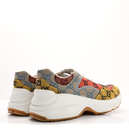 Gucci Monogram Multicolor Demetra Womens Rhyton Sneakers 39.5 Yellow Blue Great White Tabasco 5 of 16