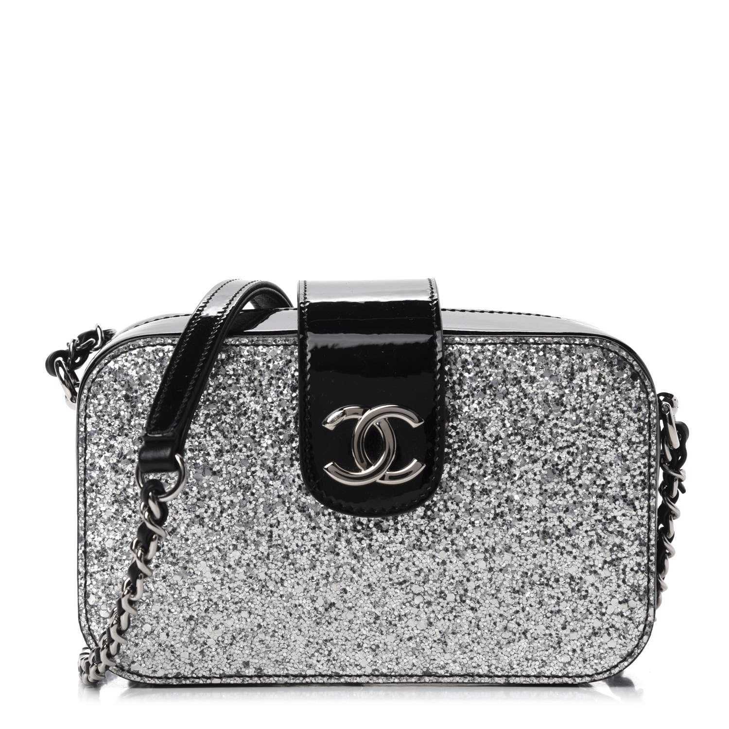 Chanel Glitter Patent Evening On The Moon Camera Case Silver 1 of 11