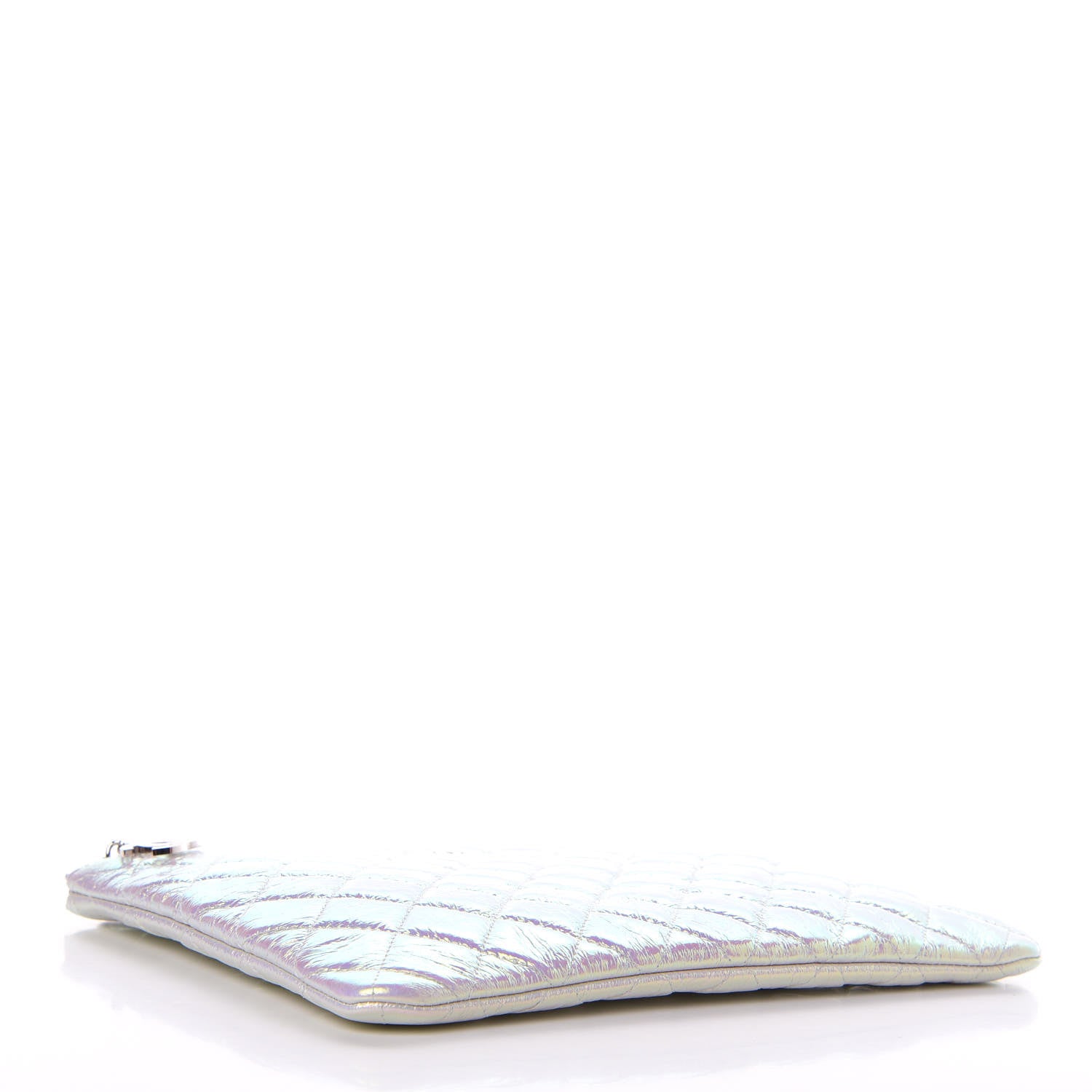 Chanel Iridescent Crumpled Calfskin Medium Cosmetic Case White 4 of 8
