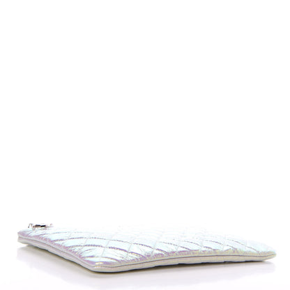 Chanel Iridescent Crumpled Calfskin Medium Cosmetic Case White 4 of 8