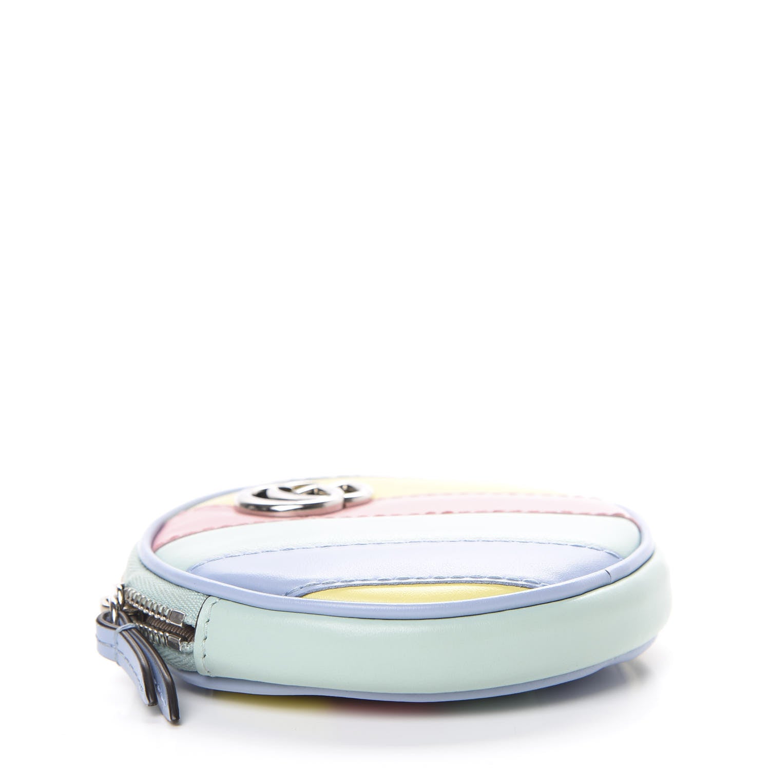 Gucci Calfskin Matelasse Diagonal GG Marmont Round Coin Purse Multicolor Pastel 3 of 7