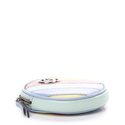Gucci Calfskin Matelasse Diagonal GG Marmont Round Coin Purse Multicolor Pastel 3 of 7