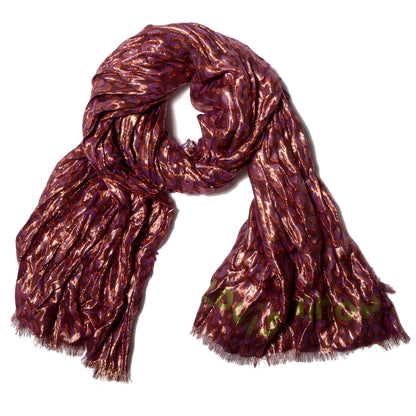 Louis Vuitton Cashmere Silk Leopard Etole Stole Disco Prune 3 of 7