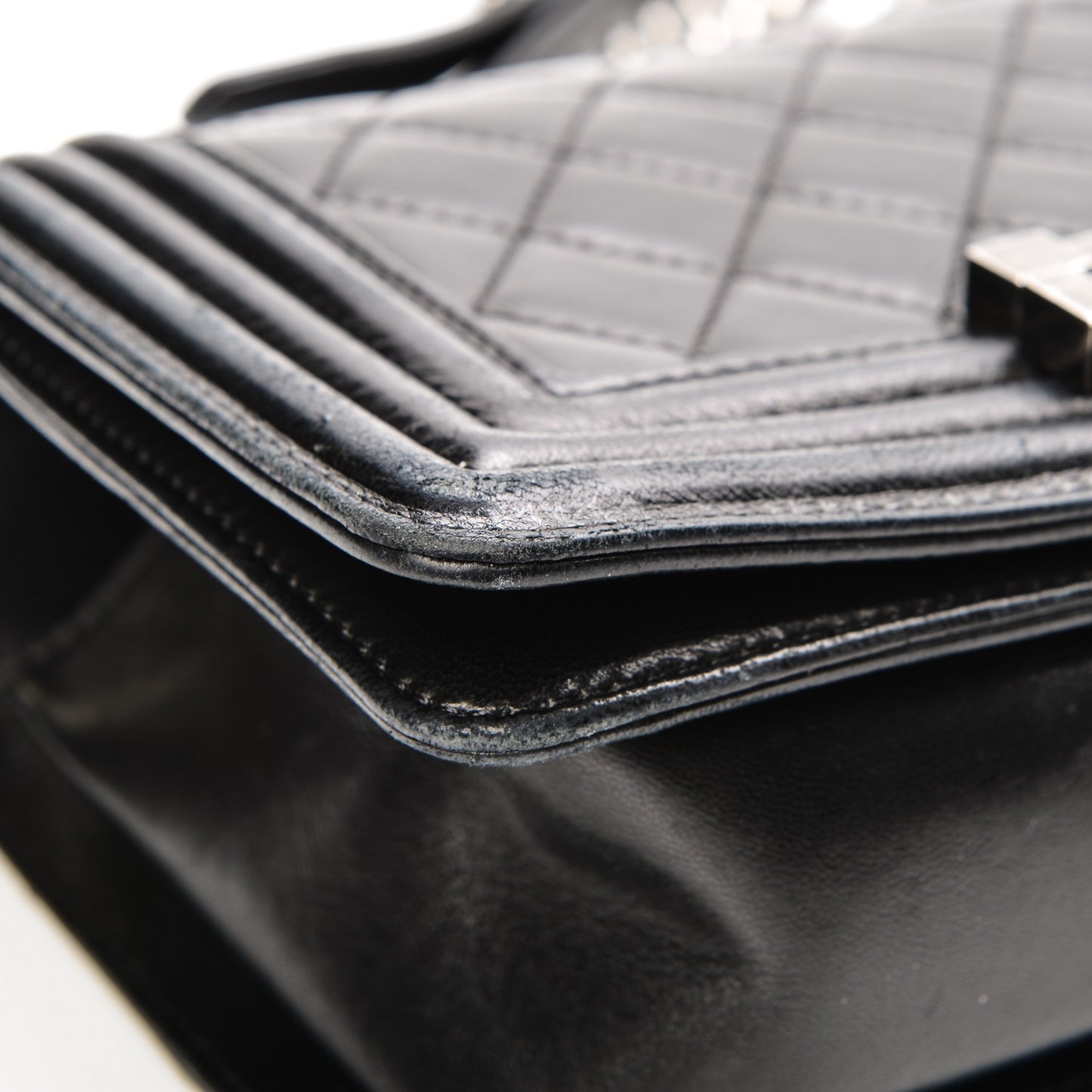 Lambskin Quilted Small Boy Flap Black