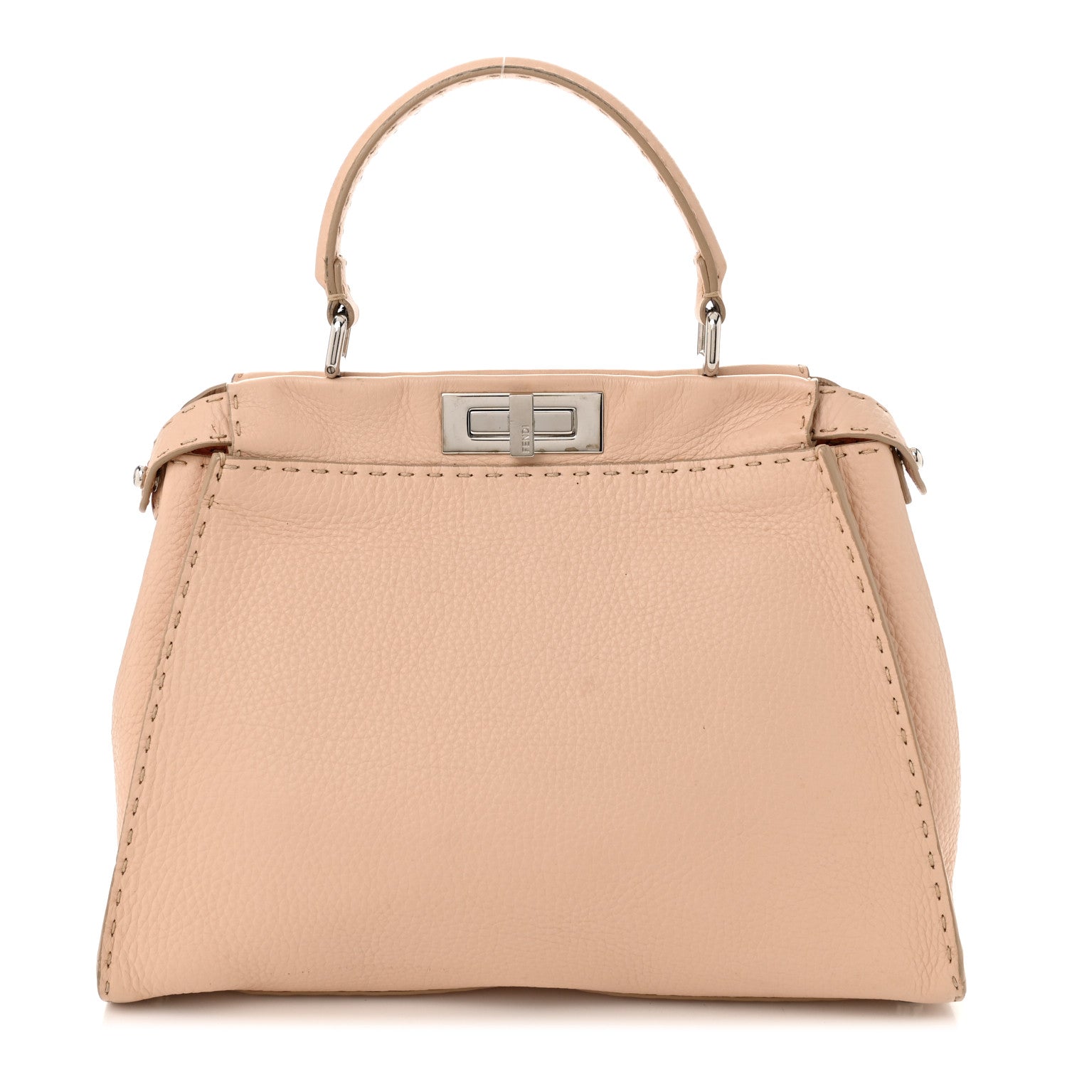 Fendi Cuoio Romano Selleria Bi-Color Medium Peekaboo Iconic Satchel Rosa Plaster Pesca 1 of 16