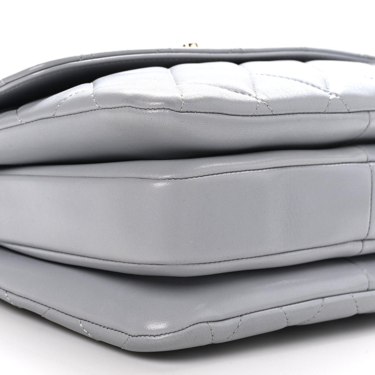 Lambskin Quilted Small Trendy CC Flap Dual Handle Bag Light Grey