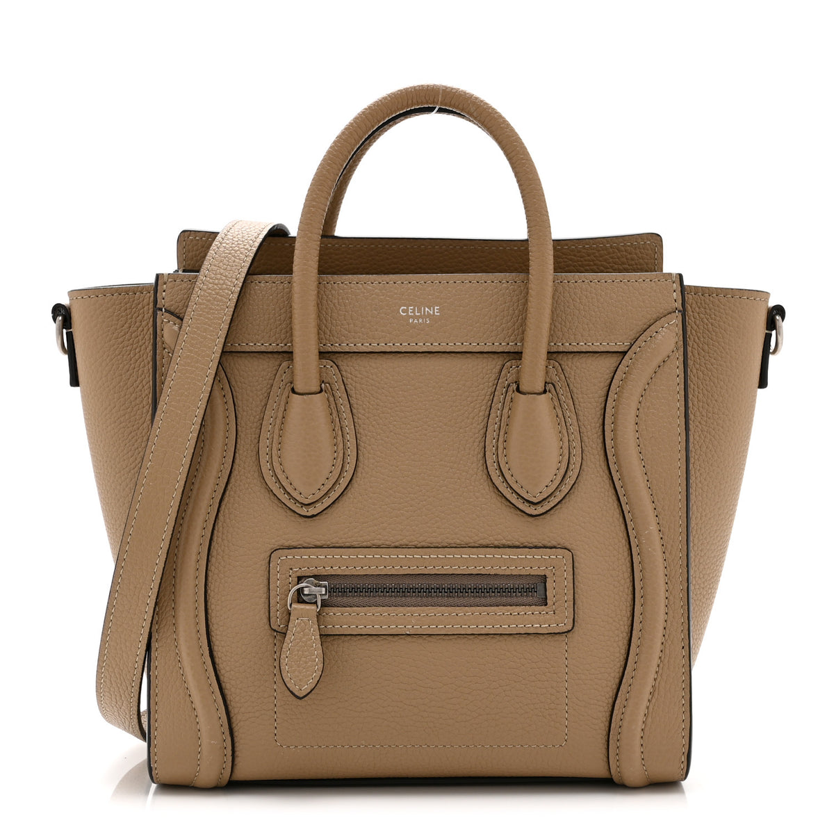 Celine Drummed Calfskin Nano Luggage Dune 1 of 11