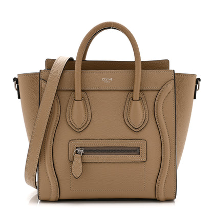 Celine Drummed Calfskin Nano Luggage Dune 1 of 11