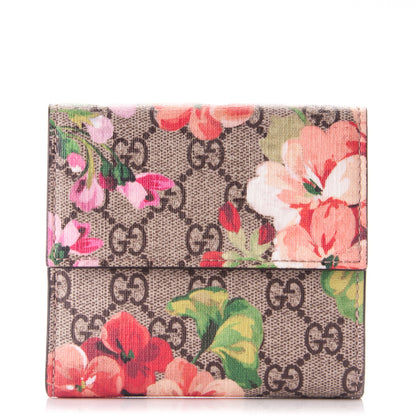 Gucci GG Supreme Monogram Blooms French Flap Wallet Beige Multicolor Dry Rose 1 of 7